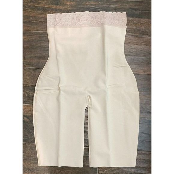 New Faja Colombiana Strapless Beige Nude Knee Length Butt‎ Light Compression XL - Picture 1 of 6